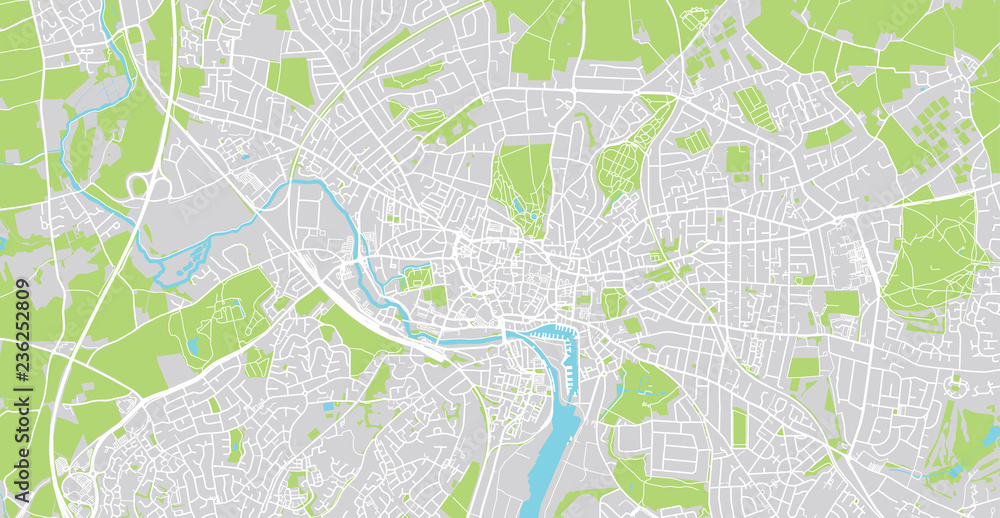 Fototapeta premium Mapa miasta miejskich wektor Ipswich, Anglia