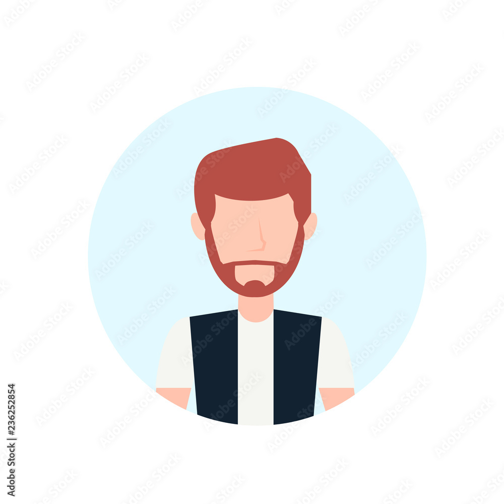 redhead man avatar isolated faceless beard male cartoon character portrait flat vector illustration