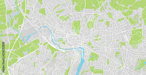 Urban vector city map of Ipswich, England