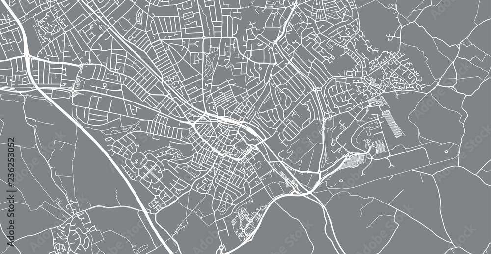 Urban vector city map of Luton, England