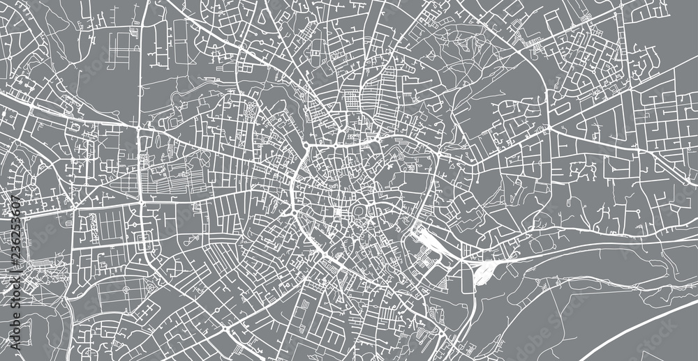 Urban vector city map of Norwich, England