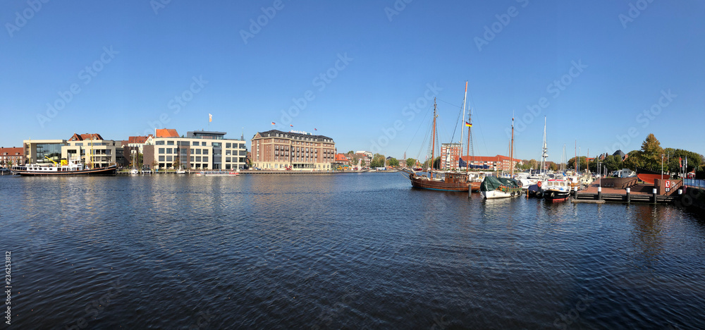 Panorama from the old inland port in Emden