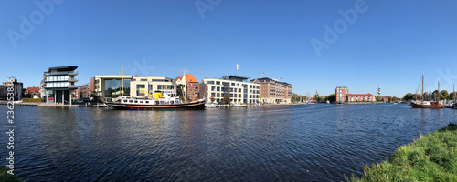 Fotografering Panorama from the old inland port in Emden