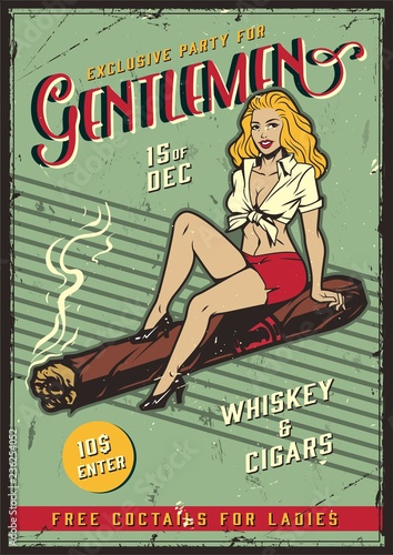 Vintage colorful gentlemen party template
