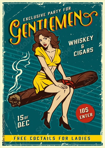 Vintage gentlemen party poster