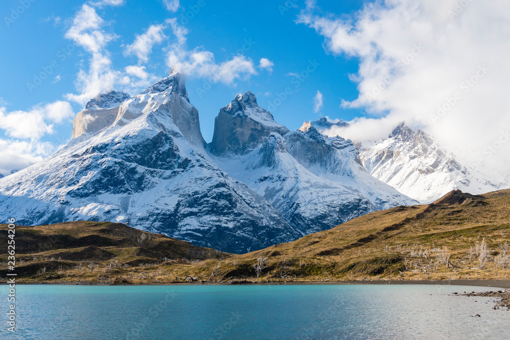 Cuernos del Paine mountains in Torres del Paine National Park in Chile