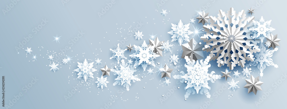 Facebook Web Banner Social Media template. Shine winter decoration with snowflakes, stars and balls. Facebook Web Banner Social Media template. Shine winter decoration with snowflakes, stars and balls.