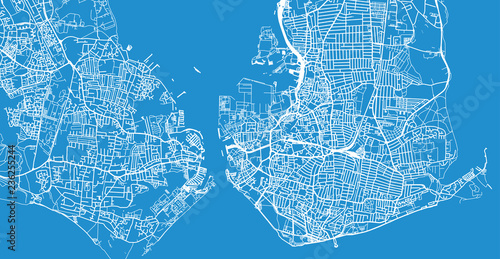 Urban vector city map of Portsmouth, England