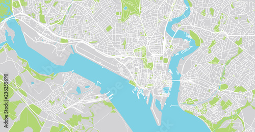 Urban vector city map of Southampton, England
