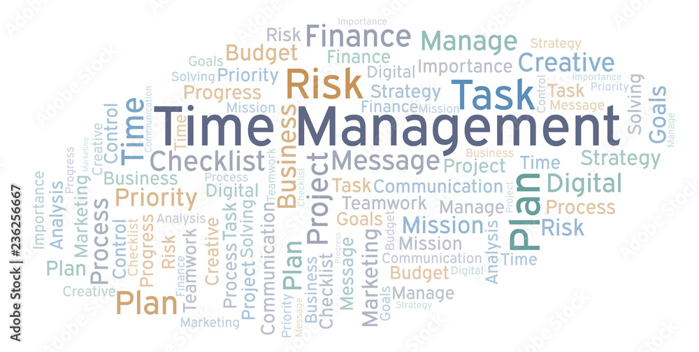 Time Management word cloud, made with text only.