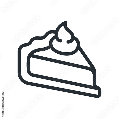 Pie Cake Slice Piece Flat Line Stroke Icon Pictogram