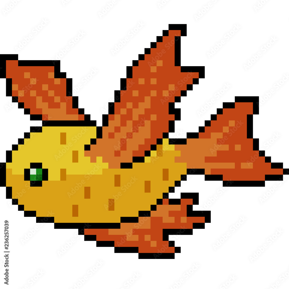vector pixel art fish creature vector pixel art fish creature