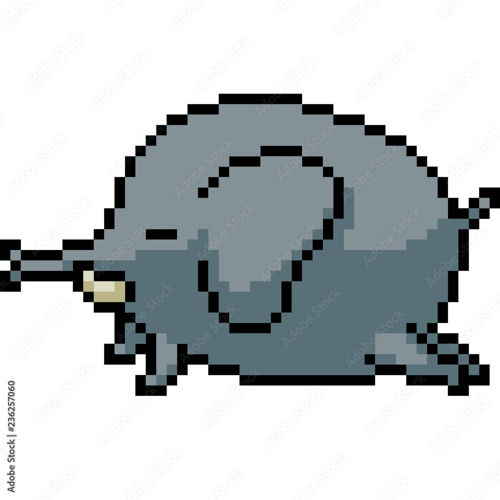 Fototapeta premium vector pixel art round elephant