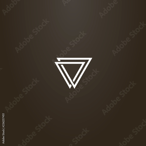 white sign on a black background. vector line art geometric sign of two interlaced triangles