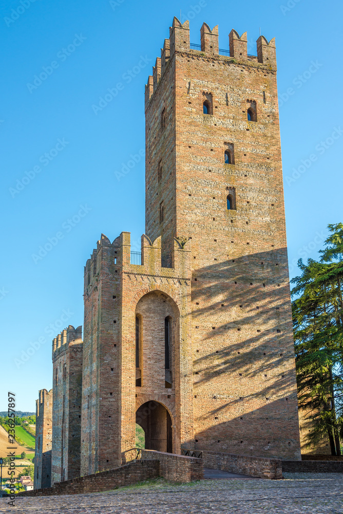 View at the Castle of Rocca Viscontea near Castell'Arquato in Italy
