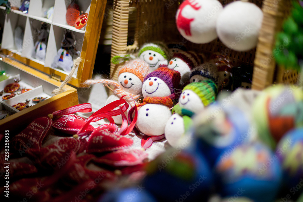   snowball and soft toys at christmas fair