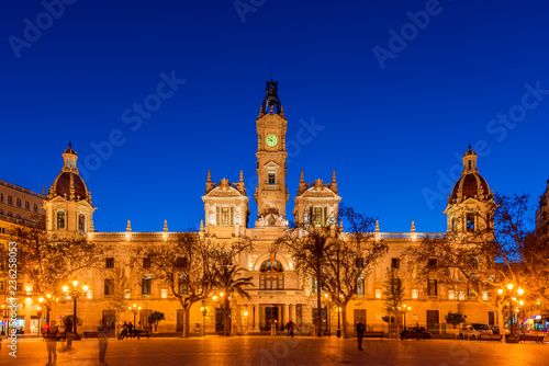 City Hall of Valencia Spain at Dusk