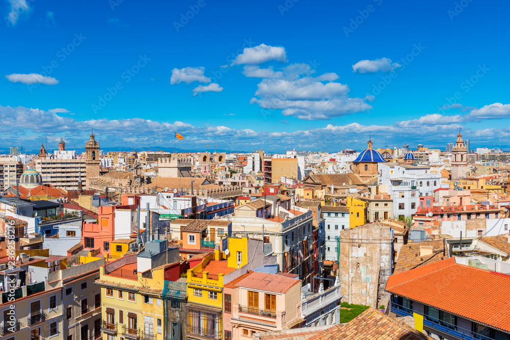 Skyline of Valencia Spain on Spring Day