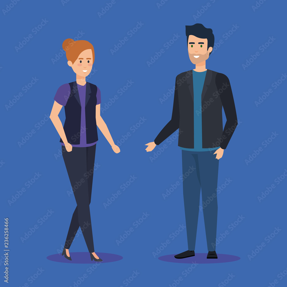 Fototapeta premium business couple avatars characters