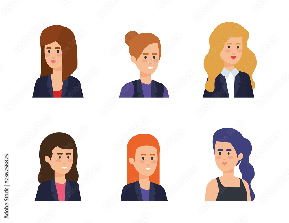 group of businesswomen avatars characters group of businesswomen avatars characters