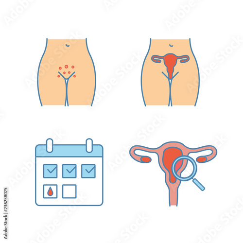 Gynecology color icons set