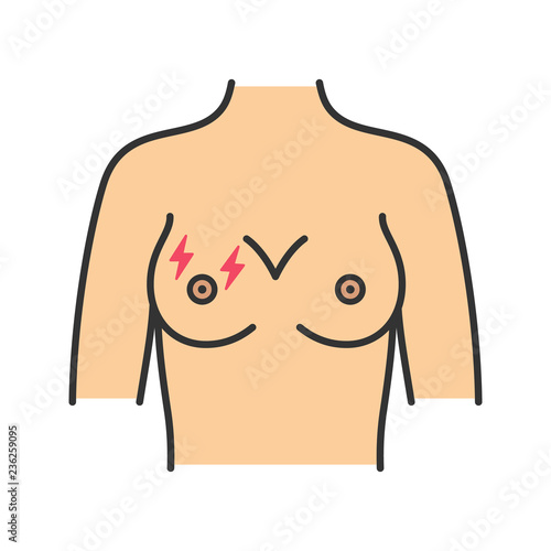 Breast pain color icon