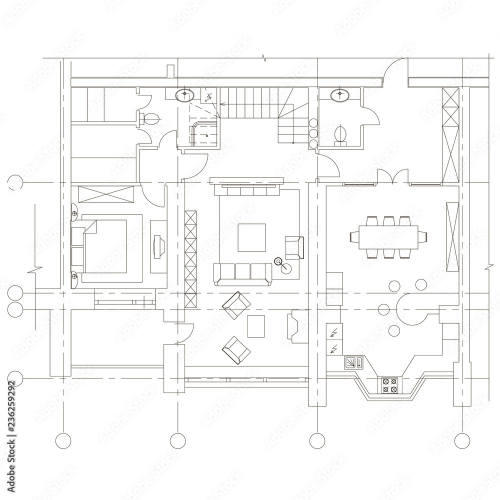 Standard furniture symbols on floor house plans Standard furniture symbols on floor house plans
