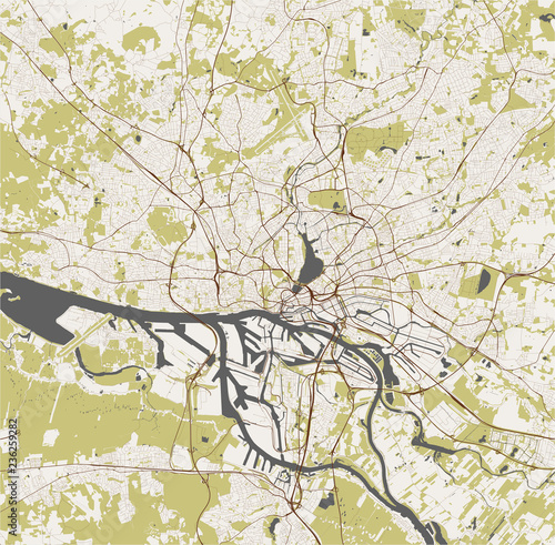 map of the city of Hamburg,, Germany