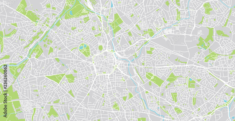 Fototapeta premium Mapa miasta miejskiego wektor z Wolverhampton w Anglii