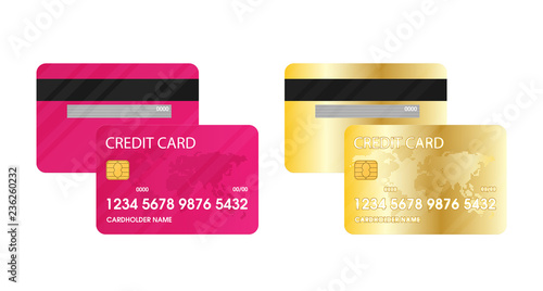 Set of credit card. flat vector