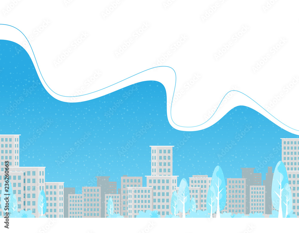 Winter city background in flat style