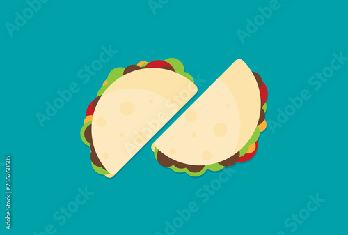 Simple taco in flat style, vector illustration