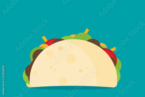Simple taco in flat style, vector illustration