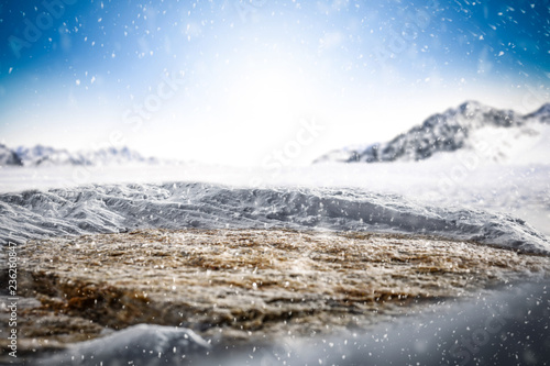 Winter background of free space and snowflakes  © magdal3na
