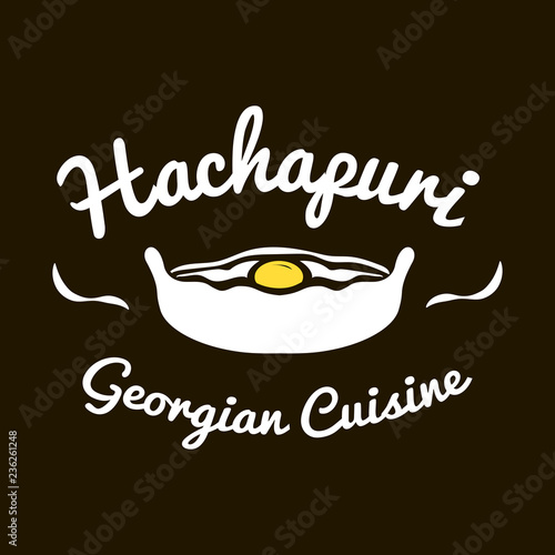 Vector logo template for georgian cuisine. Illustration of hachapuri. EPS10. Local food sign. Adjarian khachapuri logotype.