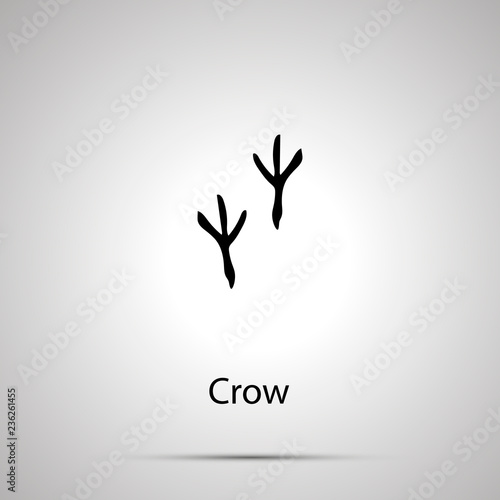 Crow paws, steps imprints, simple black silhouette