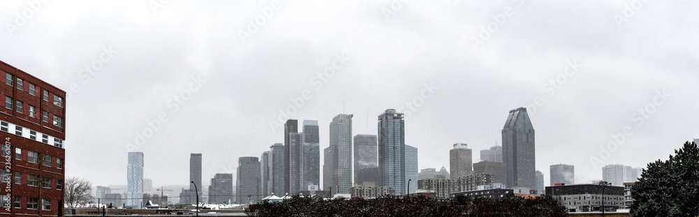 Panoramic view of Montreal in winter