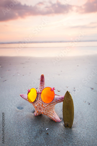 Starfish surfer on beach