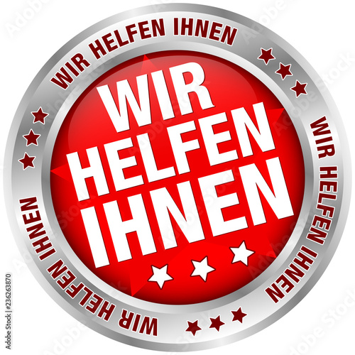 Button "Wir helfen Ihnen" rot/silber