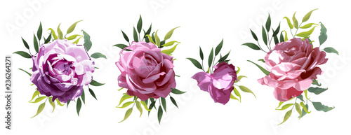 Rose flowers with green leaves floral wedding bouquets peach pink