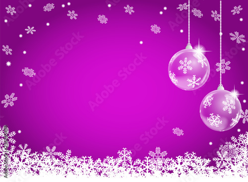 abstract snowflake background with two christmas baubles