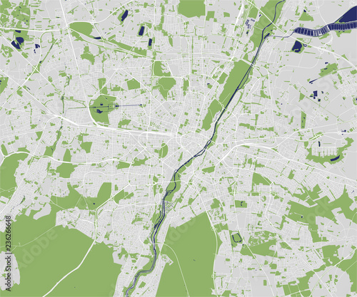 map of the city of Munich, Bavaria, Germany