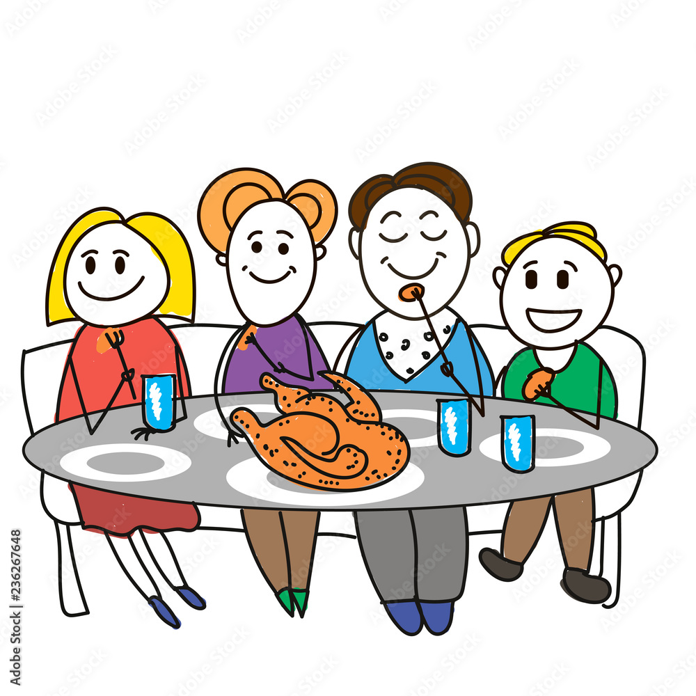 Thanksgiving dinner. Family dinner. Happy extended family having dinner. Thanksgiving dinner. Family dinner. Happy extended family having dinner.