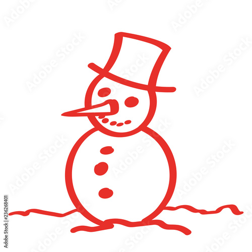 Handgezeichneter Schneemann in rot