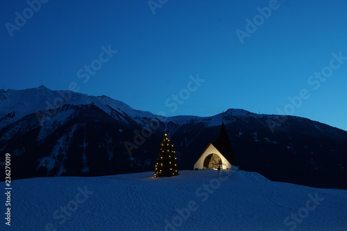 Fototapeta Romantic chapel at Christmas time