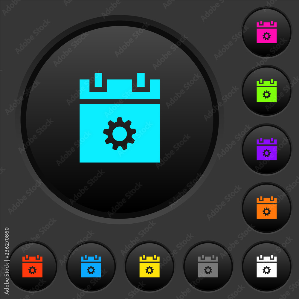 Schedule settings dark push buttons with color icons Schedule settings dark push buttons with color icons