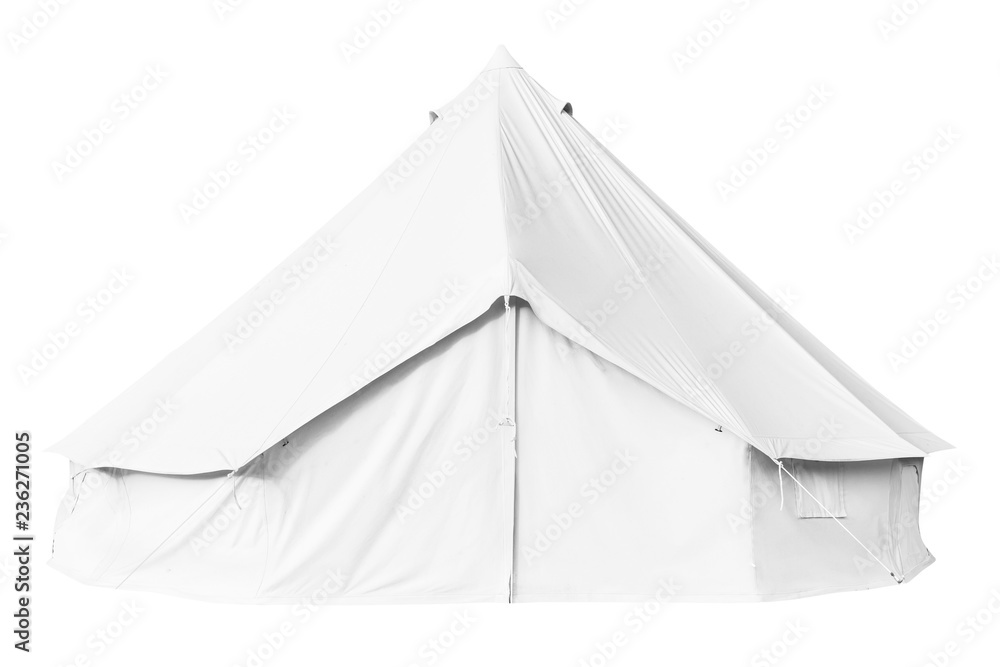 Canvas bell tent isolated on white
