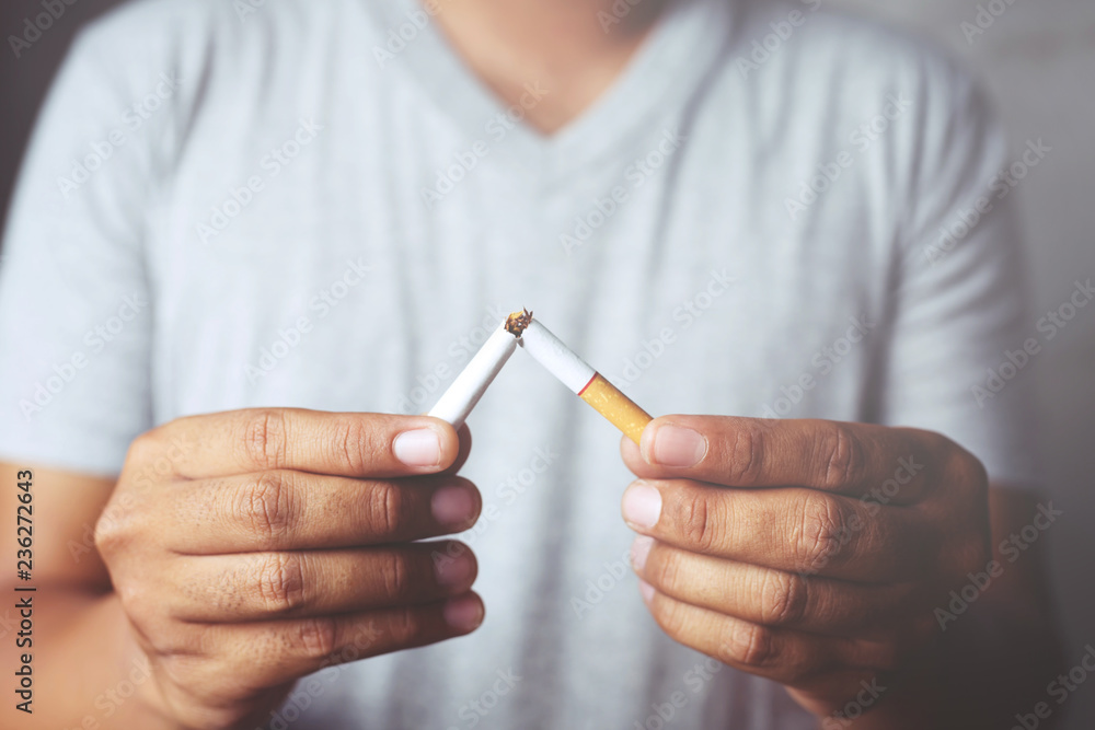 Man refusing cigarettes concept for quitting smoking and healthy ...
