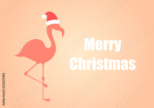Christmas card with flamingo