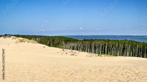 Obraz na płótnie Dunes at Słowiński National Park/Łeba/Poland and view at Łebsko lake w salonie